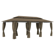 VidaXL Prieel met gordijnen 180 g m² 600x298x270 cm taupe - afbeelding 1