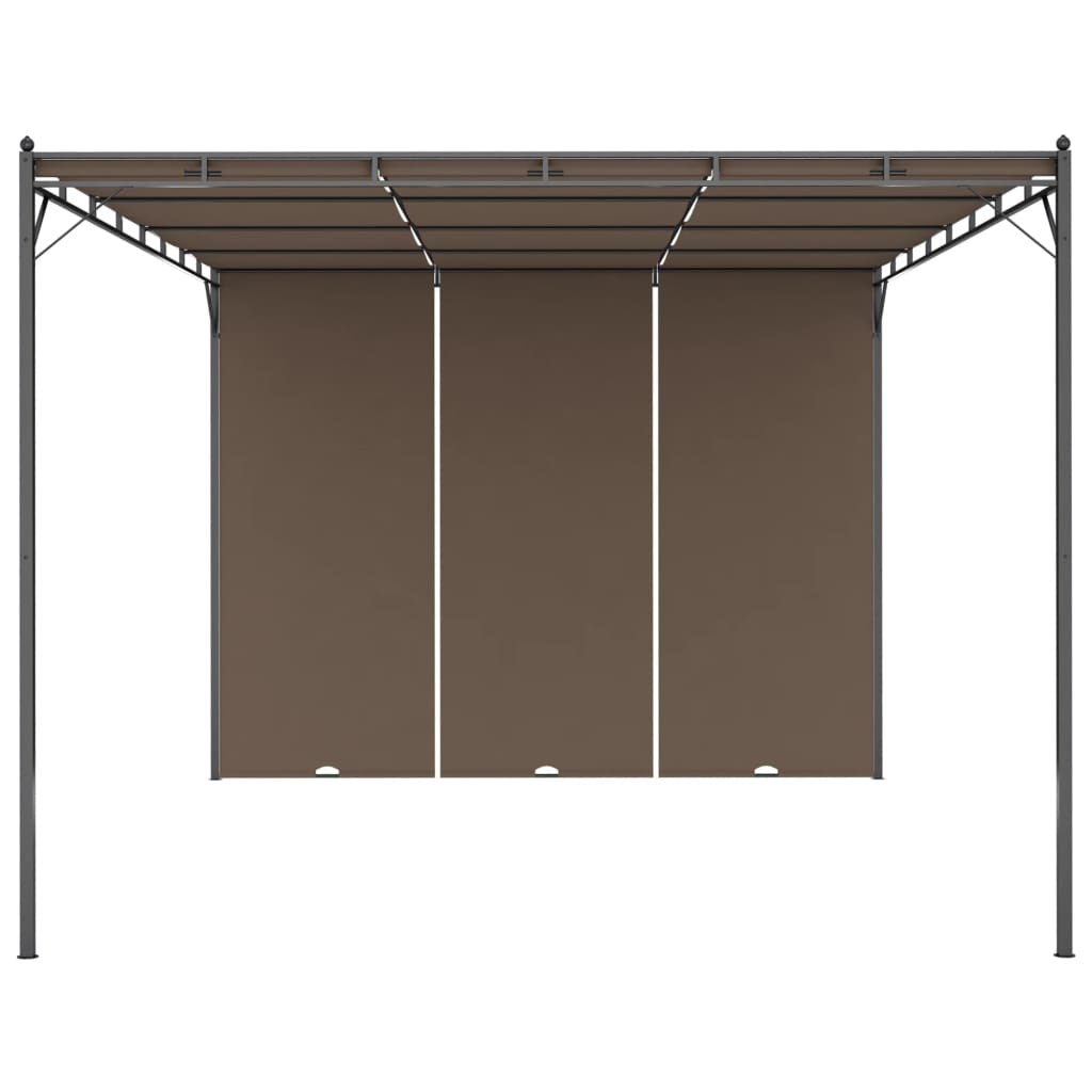 VidaXL Tuinprieel met zijgordijn 4x3x2,25 m taupe