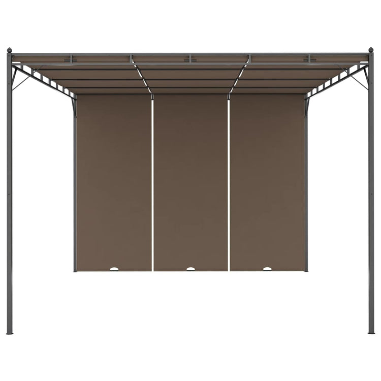 VidaXL Tuinprieel met zijgordijn 4x3x2,25 m taupe