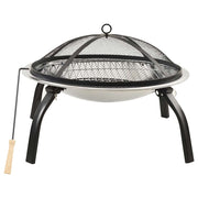 Vidaxl vuurschaal en barbecue 2-in-1 met pook 56x56x49 cm rvs - afbeelding 2