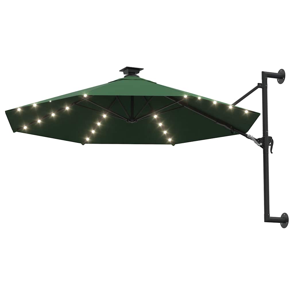 Vidaxl wandparasol met led's 300 cm groen