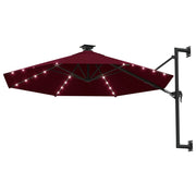 Vidaxl wandparasol met led's 300 cm bordeauxrood - afbeelding 2