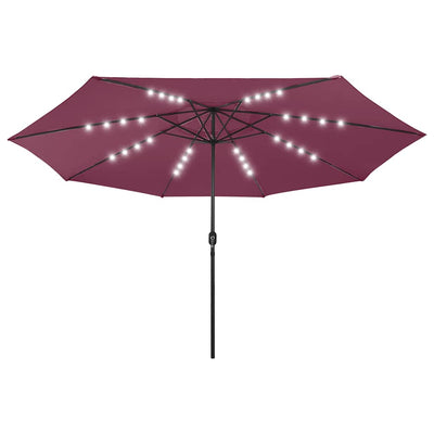Vidaxl parasol met led-verlichting 400 cm bordeauxrood