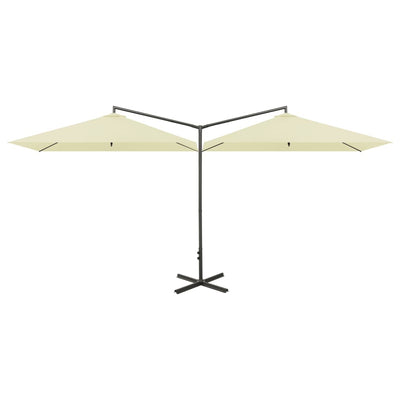 Vidaxl parasol dubbel met stalen paal 600x300 cm zandkleurig