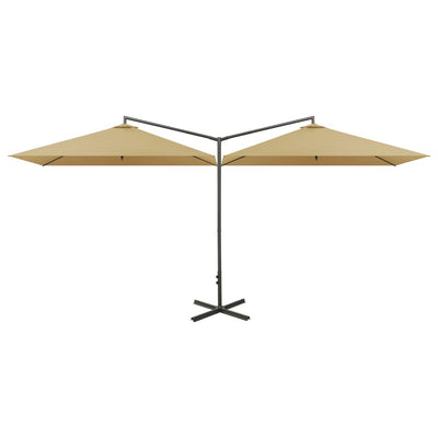 Vidaxl parasol dubbel met stalen paal 600x300 cm taupe