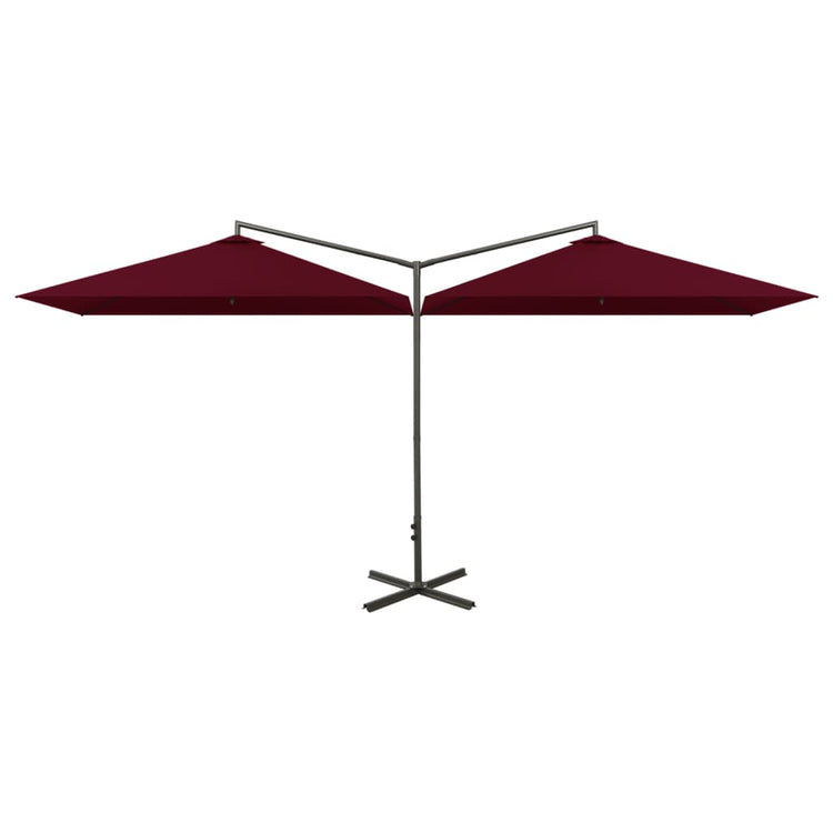 Vidaxl parasol dubbel met stalen paal 600x300 cm bordeauxrood