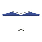 Vidaxl parasol dubbel met stalen paal 600x300 cm azuurblauw - afbeelding 2