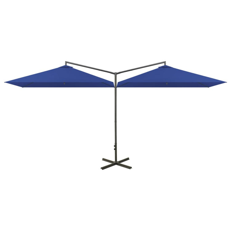Vidaxl parasol dubbel met stalen paal 600x300 cm azuurblauw