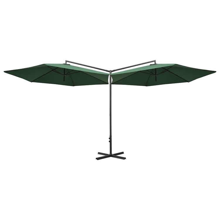 Vidaxl parasol dubbel met stalen paal 600 cm groen