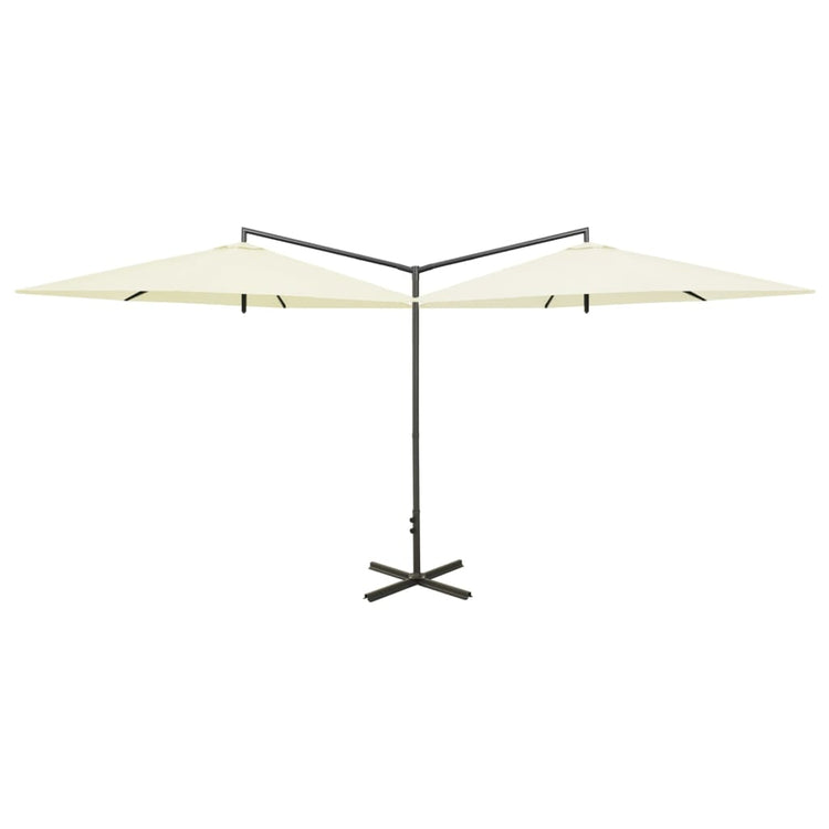 Vidaxl parasol dubbel met stalen paal 600 cm zandkleurig