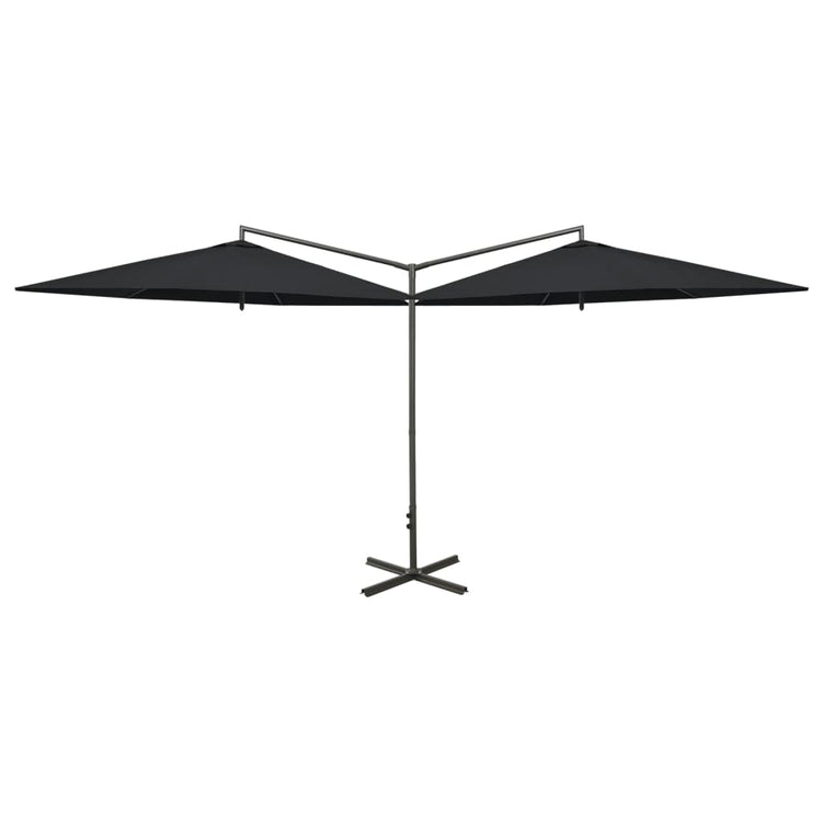VidaXL Parasol dubbel met stalen paal 600 cm zwart