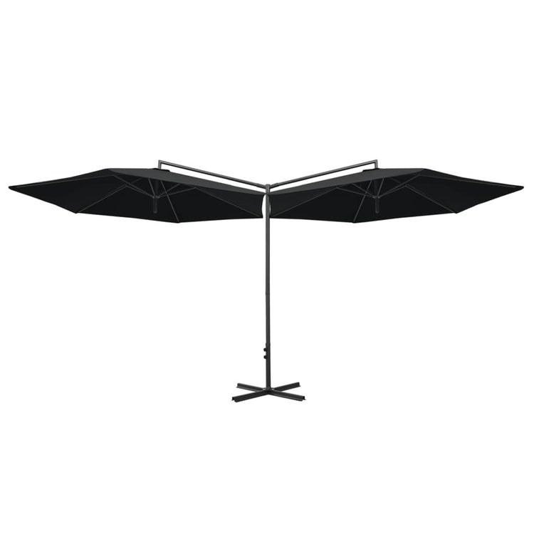 VidaXL Parasol dubbel met stalen paal 600 cm zwart