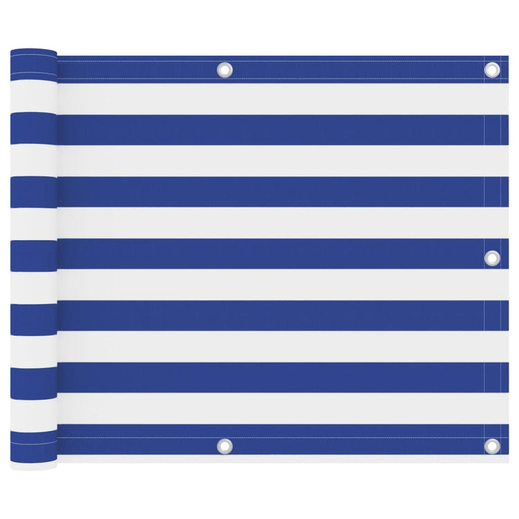 Vidaxl balkonscherm 75x500 cm oxford stof wit en blauw