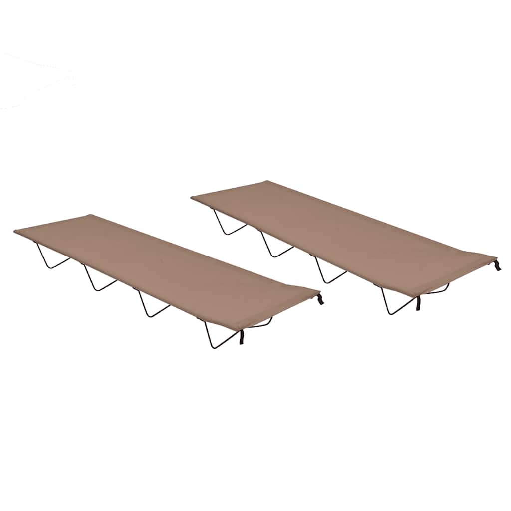 Vidaxl campingbedden 2 st 180x60x19 cm oxford stof en staal taupe