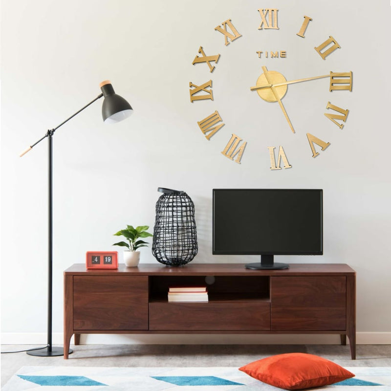 Vidaxl 3d-wandklok modern xxl 100 cm goudkleurig