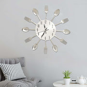 Vidaxl wandklok lepel-en-vork 31 cm aluminium zilverkleurig - afbeelding 1