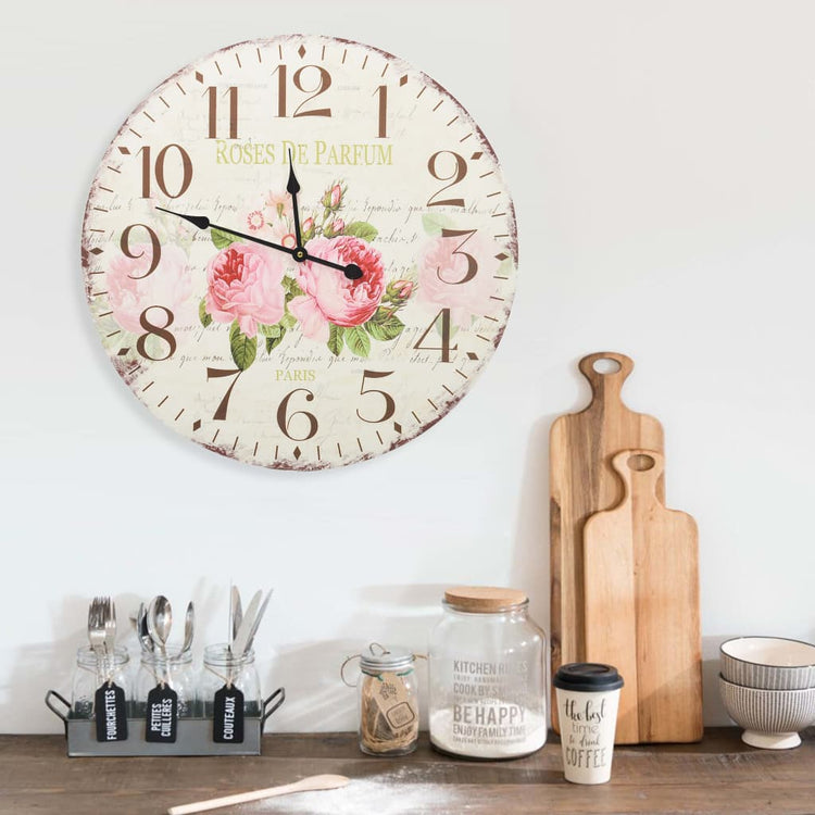 Vidaxl wandklok vintage stijl 60 cm bloemen