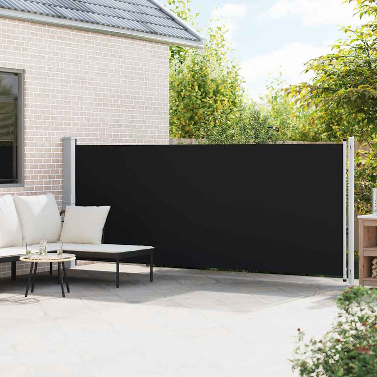 Vidaxl tuinscherm uittrekbaar 600x160 cm zwart