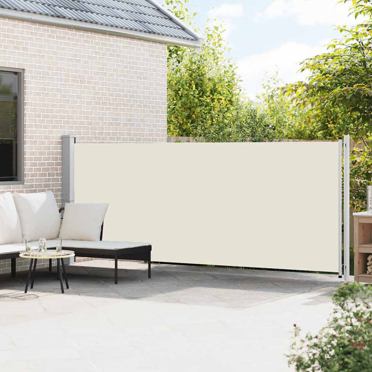 Vidaxl tuinscherm uittrekbaar 614x160 cm crème