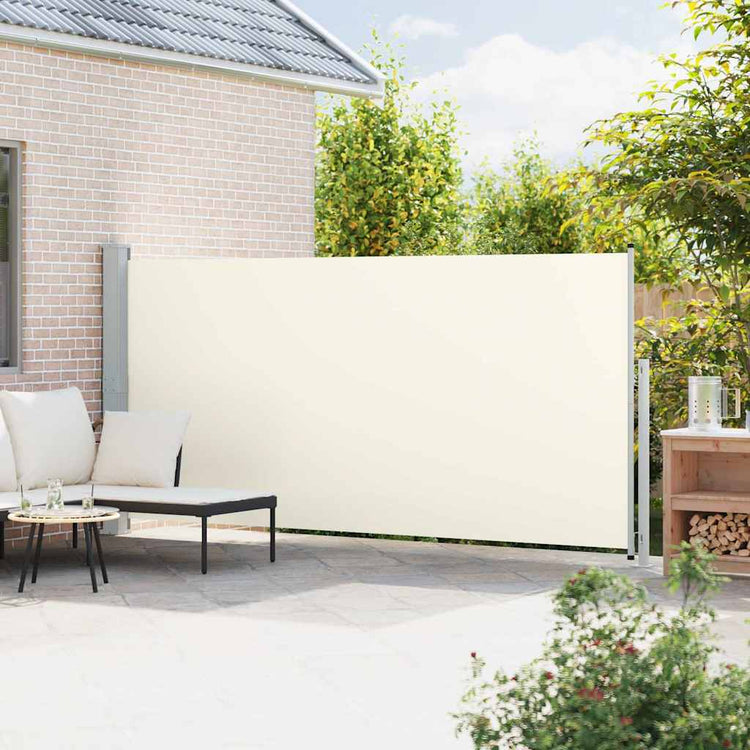 Vidaxl tuinscherm uittrekbaar 180x514 cm crèmekleurig