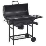 Vidaxl barbecuevat met wielen en schappen 115x85x95 cm staal zwart - afbeelding 1