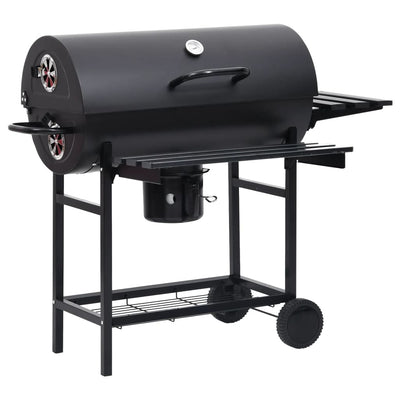 Vidaxl barbecuevat met wielen en schappen 115x85x95 cm staal zwart