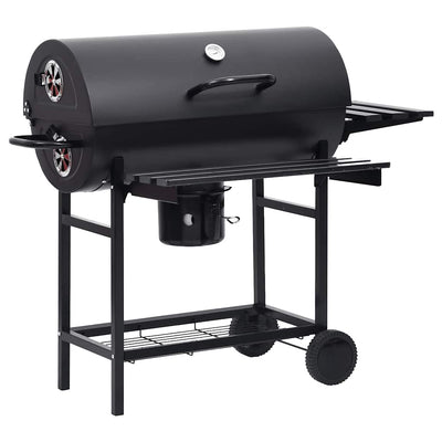 Vidaxl barbecuevat met wielen en schappen 115x85x95 cm staal zwart