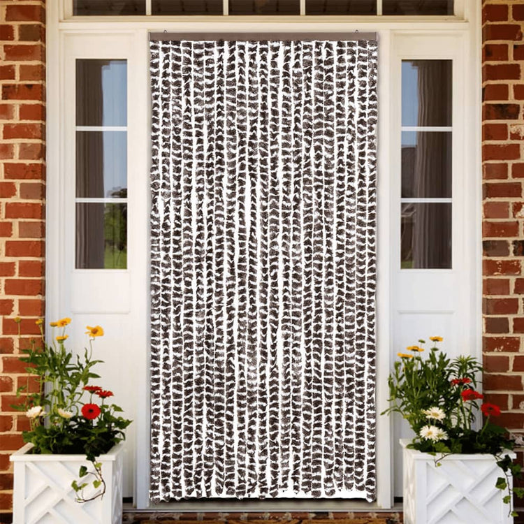 Vidaxl vliegengordijn 90x220 cm chenille bruin en wit