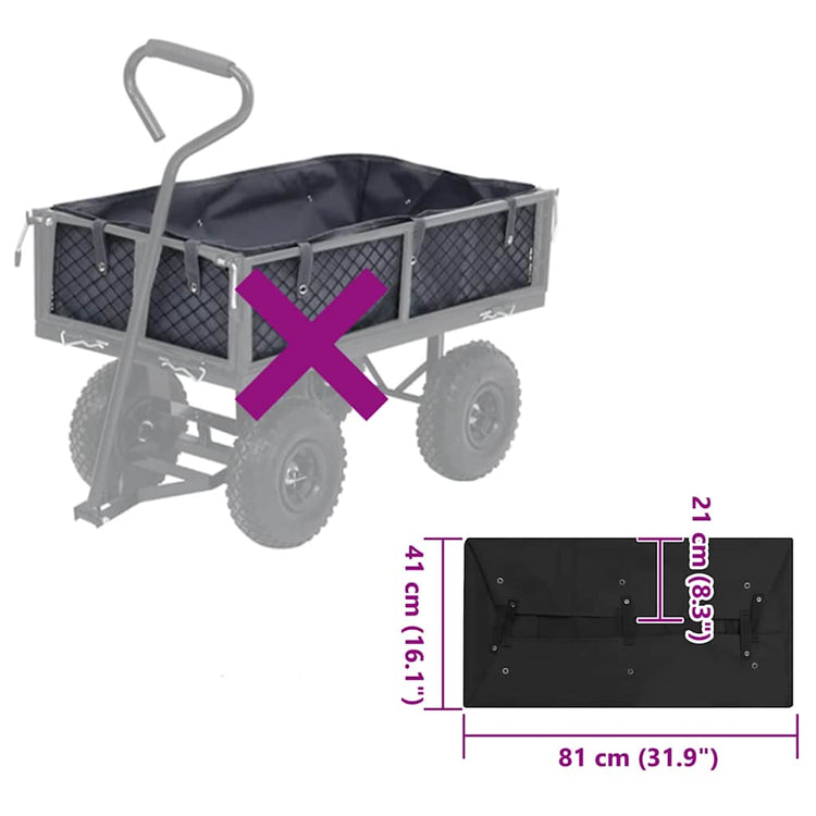 Vidaxl tuinwagenvoering 81x41x21 cm stof zwart