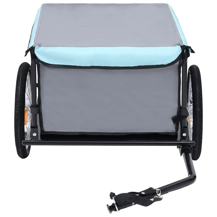 Vidaxl fietstrailer 65 kg grijs en blauw