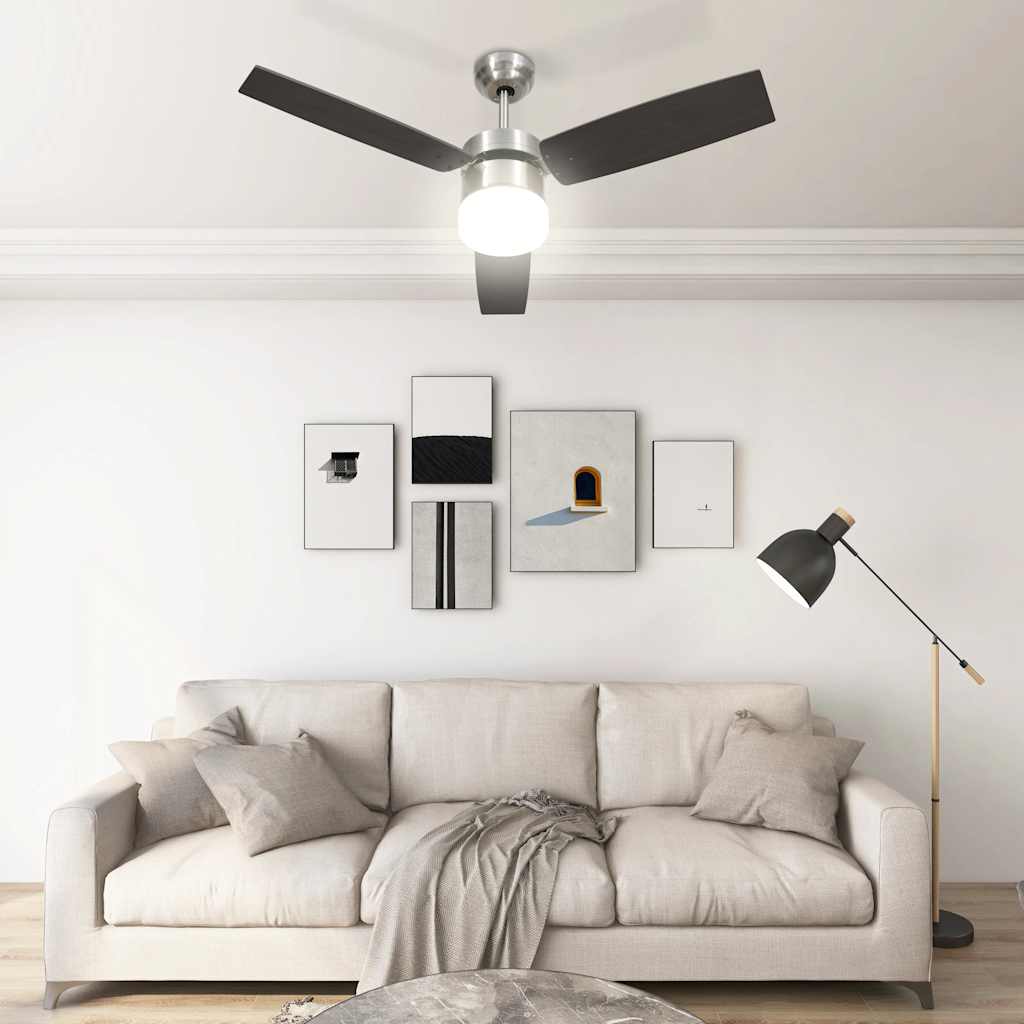 Vidaxl plafondventilator met lamp afstandsbediening 108 cm donkerbruin