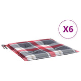 Vidaxl tuinstoelkussens 6 st 40x40x3 cm oxford stof ruitpatroon rood - afbeelding 2