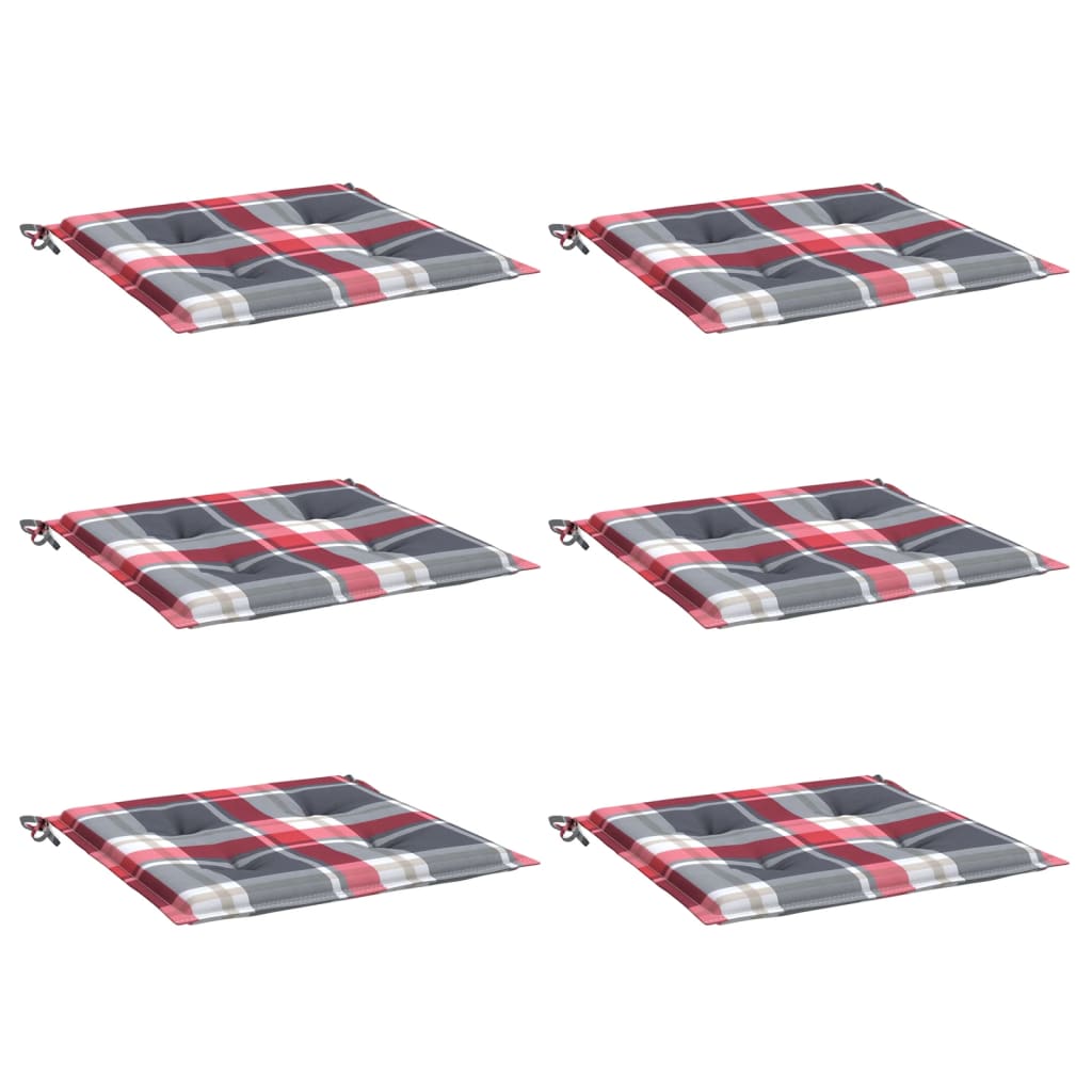 Vidaxl tuinstoelkussens 6 st 40x40x4 cm oxford stof ruitpatroon rood