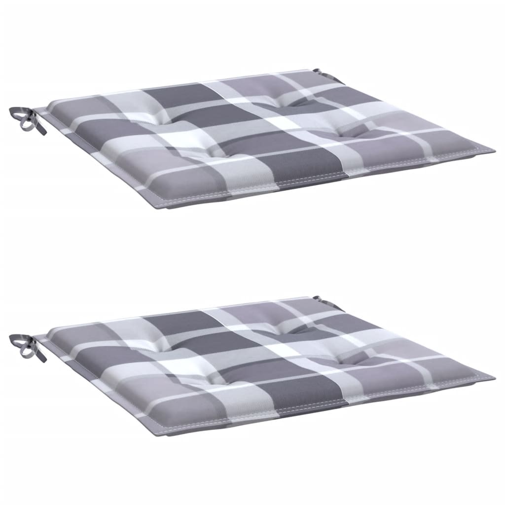 Vidaxl tuinstoelkussens 2 st 40x40x4 cm oxford stof ruitpatroon grijs