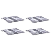 Vidaxl tuinstoelkussens 4 st 40x40x4 cm oxford stof ruitpatroon grijs - afbeelding 3