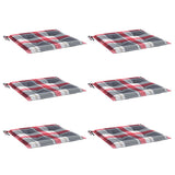 Vidaxl tuinstoelkussens 6 st 50x50x4 cm oxford stof ruitpatroon rood - afbeelding 3