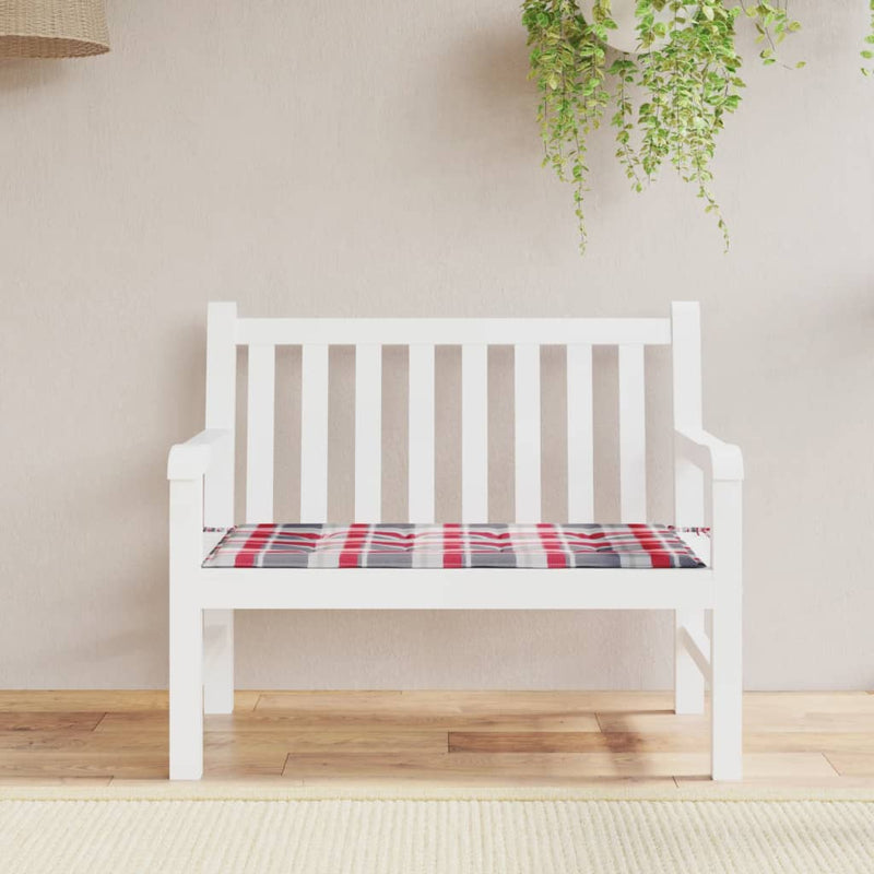 VidaXL Tuinbankkussen 120x50x3 cm oxford stof ruitpatroon rood