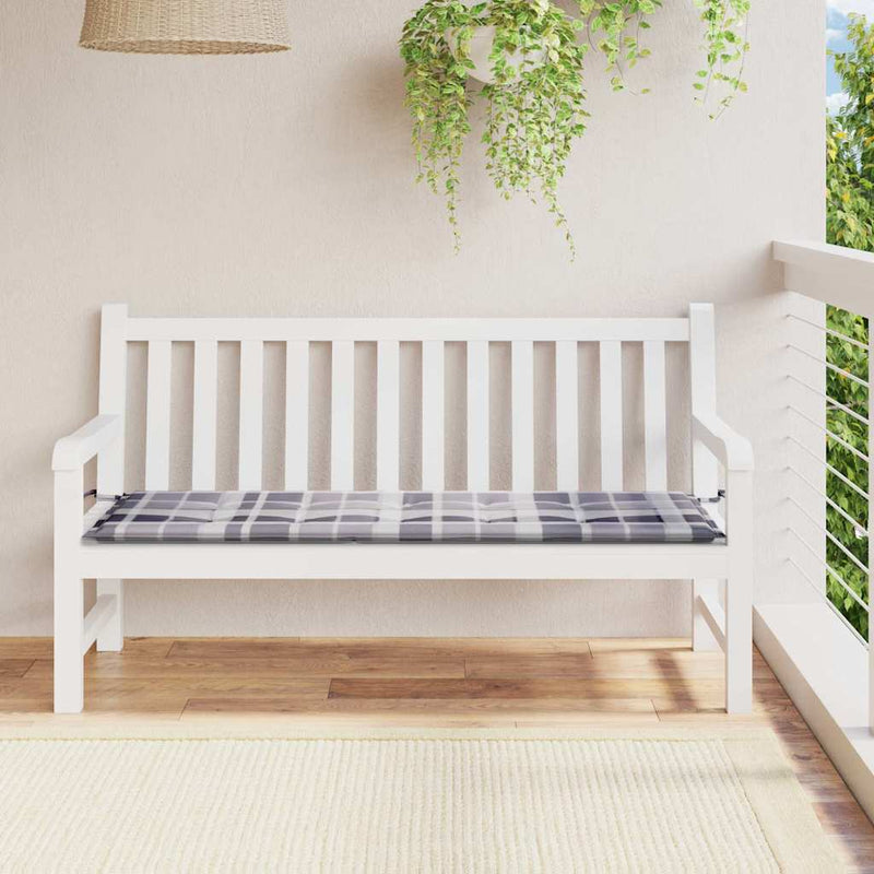 Vidaxl tuinbankkussen 150x50x3 cm oxford stof ruitpatroon grijs