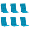 Vidaxl tuinstoelkussens 6 st hoge rug 120x50x3 cm stof blauw