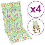 VidaXL Tuinstoelkussens 4 st hoge rug bladpatroon 120x50x3 cm stof - afbeelding 1