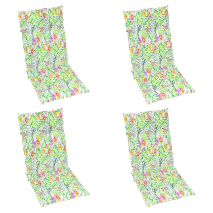 VidaXL Tuinstoelkussens 4 st hoge rug bladpatroon 120x50x3 cm stof