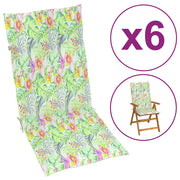 VidaXL Tuinstoelkussens 6 st hoge rug bladpatroon 120x50x3 cm stof - afbeelding 1