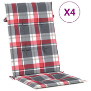 Vidaxl tuinstoelkussens 4 st 120x50x3 cm stof ruitpatroon rood - afbeelding 2