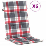 Vidaxl tuinstoelkussens 6 st 120x50x3 cm stof ruitpatroon rood - afbeelding 2