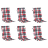 Vidaxl tuinstoelkussens 6 st 120x50x3 cm stof ruitpatroon rood - afbeelding 3