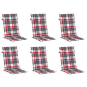 Vidaxl tuinstoelkussens 6 st 120x50x3 cm stof ruitpatroon rood - afbeelding 3