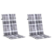 Vidaxl tuinstoelkussens 2 st hoge rug ruitpatroon 120x50x3 cm grijs - afbeelding 3