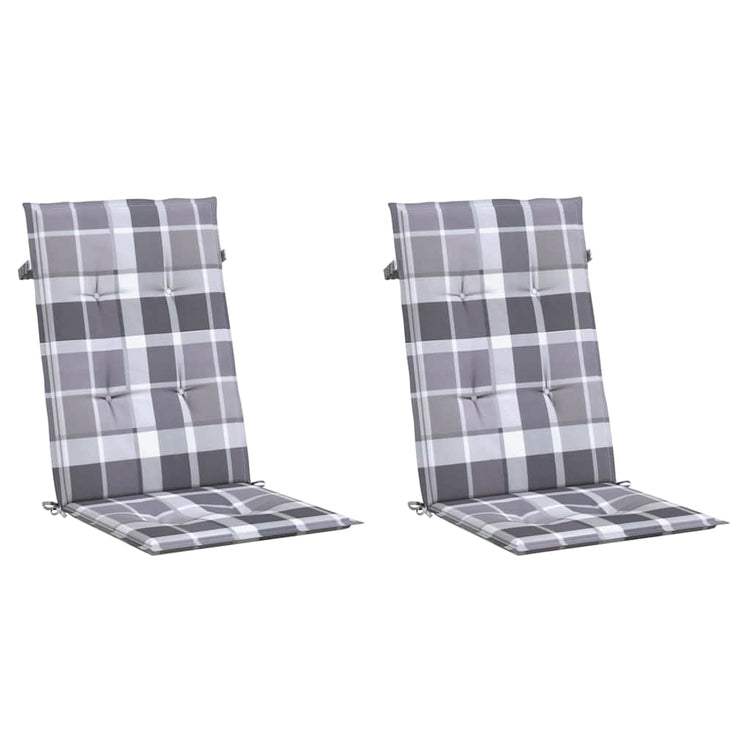 Vidaxl tuinstoelkussens 2 st hoge rug ruitpatroon 120x50x3 cm grijs