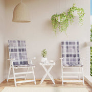 Vidaxl tuinstoelkussens 2 st hoge rug ruitpatroon 120x50x3 cm grijs - afbeelding 1