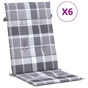 Vidaxl tuinstoelkussens 6 st 120x50x3 cm stof ruitpatroon grijs - afbeelding 2